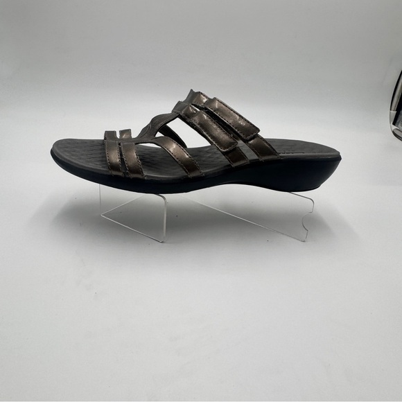 Clarks Bronze Strappy Slide Sandals - Picture 9 of 14